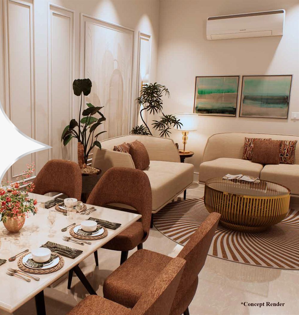 Living and dining interior of a Spiti Floors home